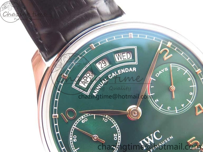 MIROTIME 1230 Portuguese Real PR Real Annual Calendar IW503510 ZF 1:1 Best Edition Green Dial on Black Leather Strap A QuickDry 7097